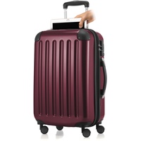 HAUPTSTADTKOFFER Handgepäck mit Laptopfach Hartschalen Trolley Roll-Reisekoffer 4 Doppel-Rollen, 55 cm, 42 L, Burgund