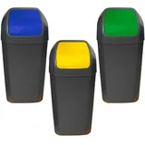 Wellhome Schwingdeckeleimer 15 l Grün, Blau und Gelb