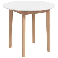 HOMCOM Esstisch Esszimmertisch für 2 Personen, aus Massivholz (Küchentisch, 1-St., Holztisch), für Esszimmer, Küche, Ø75 x 76 cm, Weiß weiß
