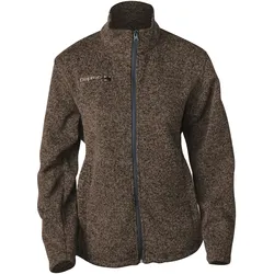 Strickfleecejacke DEPROC ACTIVE "ELKFORD WOMEN", Damen, Gr. 48 (XL), braun (cappuccino), 100% Polyester, casual, Langarm mit Gummizug, Jacken Fleecejacke Outdoorbekleidung Sportbekleidung Übergangsjacke, auch in Großen Größen erhältlich