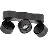 ARCCHIO LED-Deckenleuchte Rotari, Linsen, 3-flammig, schwarz