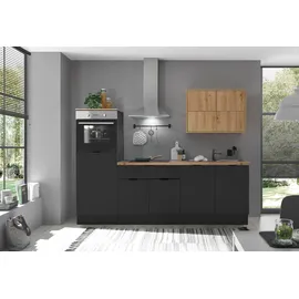 kochstation Küchenzeile KS-Georgia 250 cm schwarz