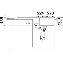 Blanco Adira 6 S links Einbau von Oben silgranit weiß Handbetätigung 1000 x 500 mm