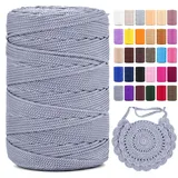 Polyester Makramee Garn 3mm X 225m,Makramee Band,Polyester garn 100% Polypropylene Yarn HäKeln FüR Blumenampel Deko KnüPfen Taschen DIY (Grau, 1 Pcs)