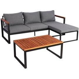 MCW MCW, Gartenlounge Sitzgruppe Lounge-Set Sofa, Aluminium Akazie Holz MVG-zertifiziert ~ dunkelgrau