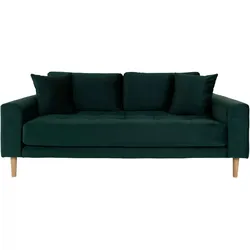 Lido Sofa 2,5 Pers. velour inkl. 2 dekorative Kissen, grün.