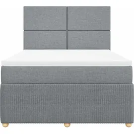vidaXL Boxspringbett mit Matratze Hellgrau 140x200 cm Stoff