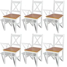 vidaXL Esszimmerstuhl Kiefernholz weiß 6er Set