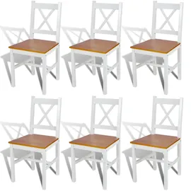 vidaXL Esszimmerstuhl Kiefernholz weiß 6er Set