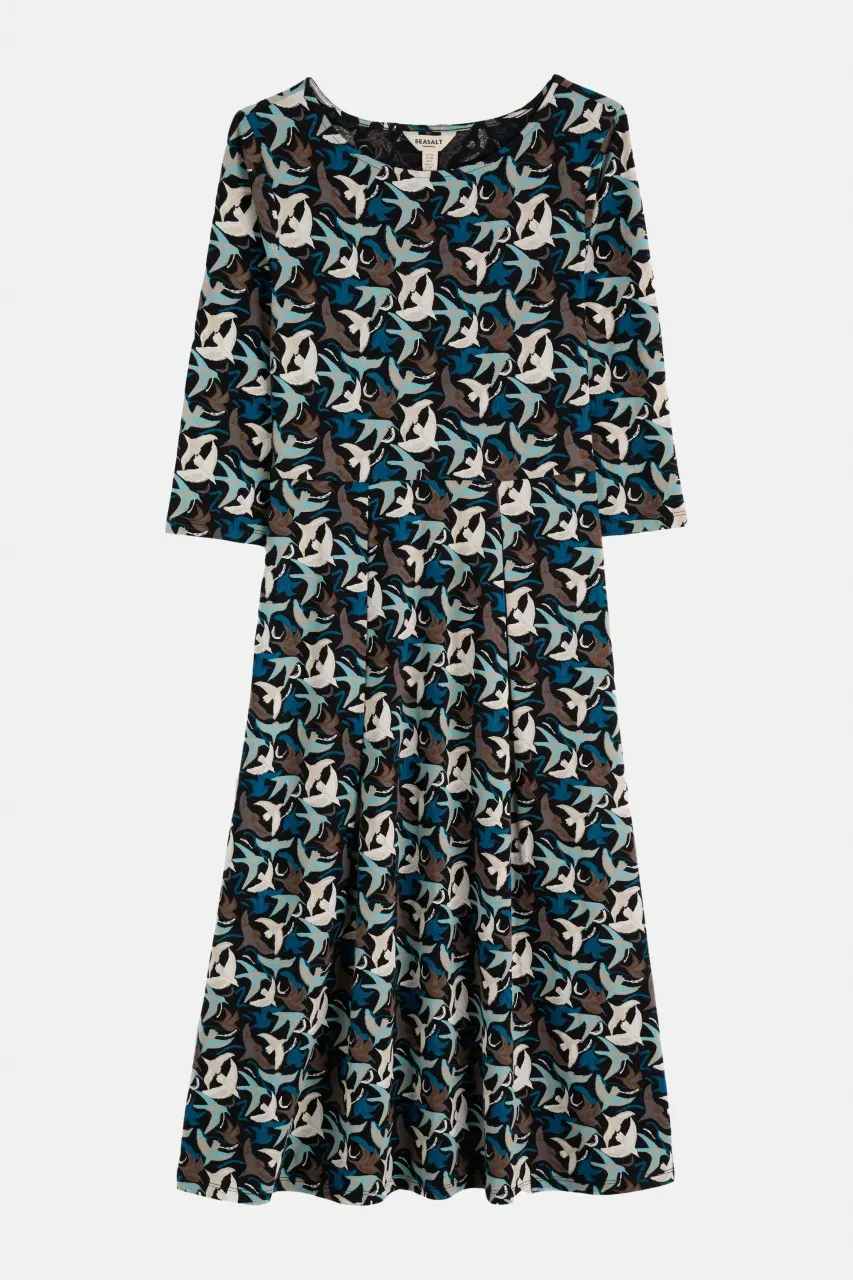 Seasalt Kleid Wild Bouquet Damen Blau Vogel Onyx