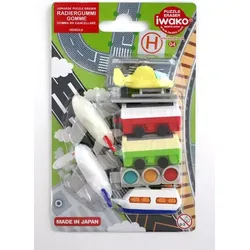 IWAKO 611021 Puzzle Radierer-Set Fahrzeuge