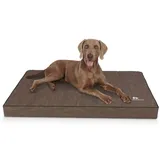 Knuffelwuff orthopädische Hundematte Palomino aus Laser-gestepptem Kunstleder L 80 x 60cm Braun - rutschfeste Unterboden - leicht zu reinigen - für große, mittelgroße und kleine Hunde