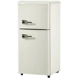 Merax Retro Mini Kühlschrank mit Gefrierfach, 60L, 2 Türen, 88,8 cm, kompakt für Single, Büro & Hotel Minibar, 102 kWh/Jahr, Beige
