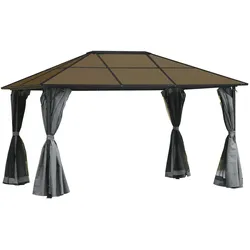 Outsunny Gartenpavillon Alu, Eisen, Polycarbonat, Polyester