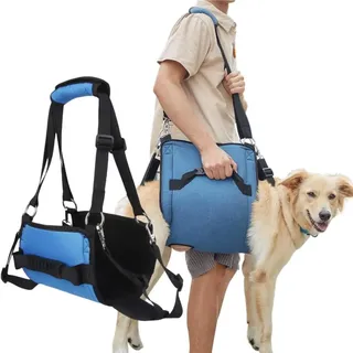 CUEMOON Hundetragegurt,Blau Notfallrucksack Unterstützung für Rehabilitation Hundelift Geschirr, Hundeträger für ältere Hunde Gelenkverletzungen, XL