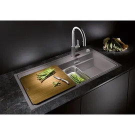 Blanco Zenar XL 6 S-F DampfgarPlus felsgrau + Excenterbetätigung + InFino + Holzschneidbrett