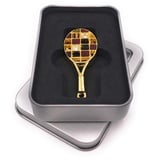 Onwomania Tennis Schläger golden Sport Ball USB Stick in Alu Geschenkbox 64 GB USB 2.0