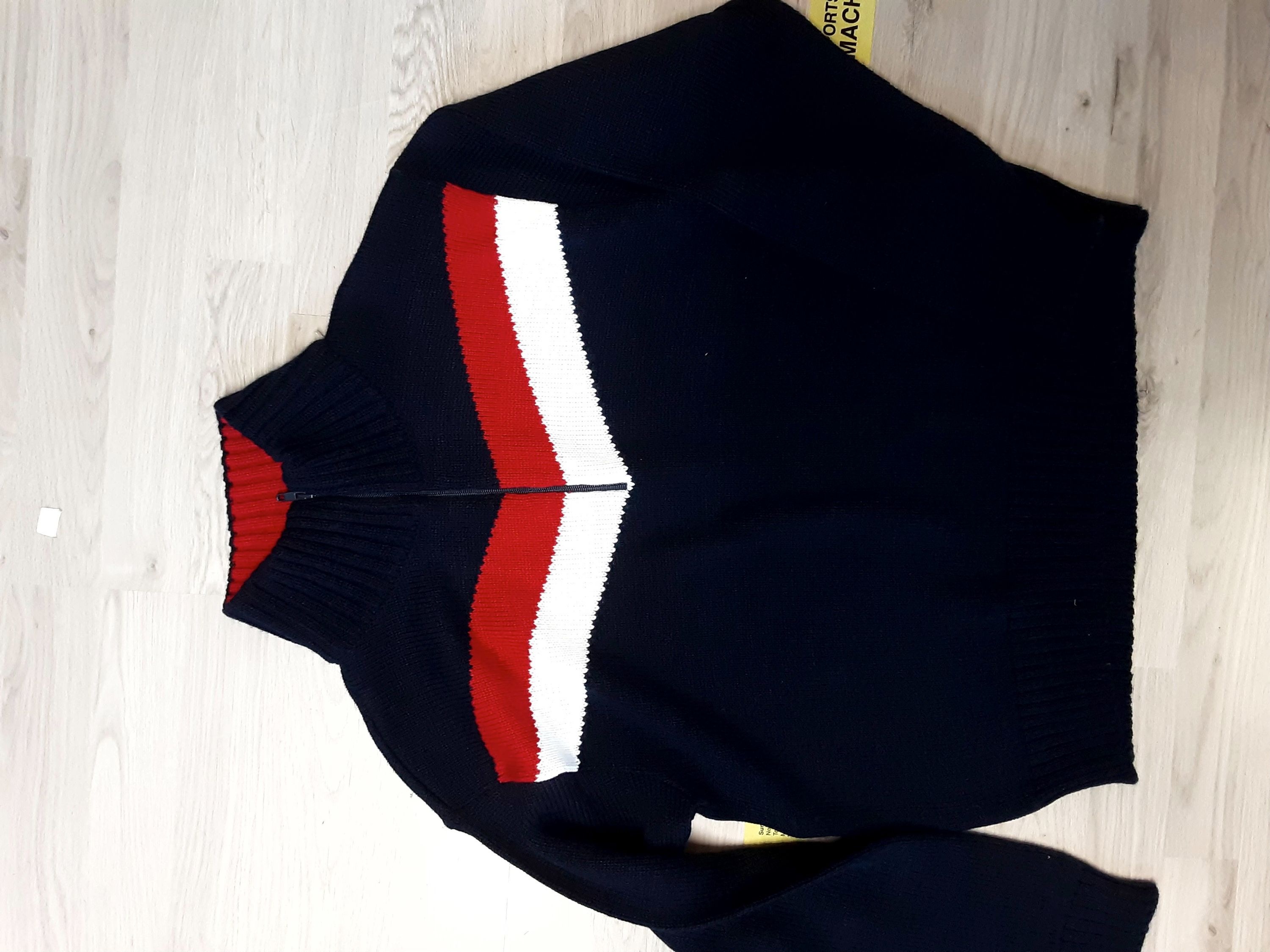 F2 Tomsk blue-red-white Damen Pullover warm weich winter pull, Größe: L