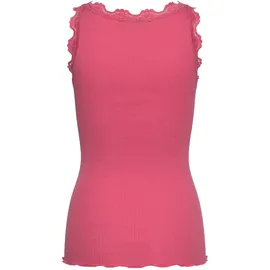 Rosemunde Spitzentop "Babette Silk Top mit Seide", Damen, Gr. XL, himbeere, Feinstrick, Obermaterial: 70% Seide, 30% Baumwolle, körpernah hüftbedeckend, Rundhals, Tops Spitzentop, Vintage-Spitzenbesatz, mit Rundhalsausschnitt, hoher Seidenanteil