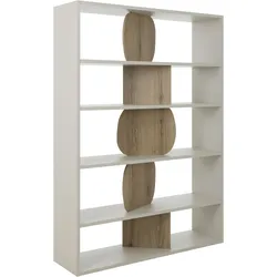 Raumteilerregal GAMI "CAIRN", grege cachemire, eiche helvezia nachbildung, B:125cm H:175cm T:36cm, Spanplatte, Regale, Praktische Bibliothek oder Raumtrennung