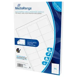 MediaRange Universal-Etiketten, stark haftend, 63.5x38.1mm, weiß, 1050 Etiketten