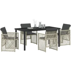 vidaXL Garten Essgruppe 5 pcs Hellgrau Poly Rattan