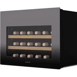 Klarstein Rhone 28 Uno Weinkühlschrank - 28 Flaschen, 1 Zone, 5-20 °C, LED-Steuerung, Push-to-Open-Tür, UV-Schutz, Leiser Betrieb, Schwarz