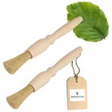 2x HOFMEISTER® Haushaltspinsel, rund, 18 x 1,8 cm aus Buchenholz, Backpinsel mit Naturborste, rund