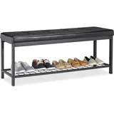 Relaxdays Schuhbank 10023311_46 schwarz Metall 115,0 cm