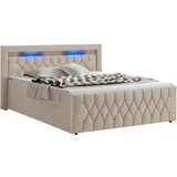 Boxspringbett Leona - Samt - Beige