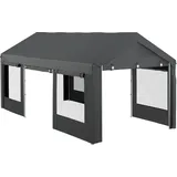 Outsunny Carport, ca. 6 x 3m Partyzelt, höhenverstellbar Autogarage, mit Netzfenstern,