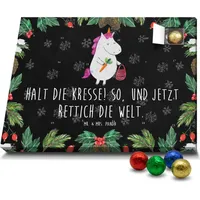 Mr. & Mrs. Panda Schoko Adventskalender Einhorn Gemüse - Schwarz - Geschenk, Schokoladen Adventskalender, Wochenmarkt, Einhörner, Bio, Biomarkt, ... - Schwarz