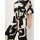 bonprix Jumpsuit BONPRIX, Damen, Gr. 56/58 (XXXL), N-Gr, bunt (schwarz, kieselbeige, khakibeige bedruckt), Obermaterial: 95% Polyester, 5% Elasthan, bequem, Overalls Jumpsuit, bequeme Passform, mit 3/4-Ärmeln, elastischer Materialmix