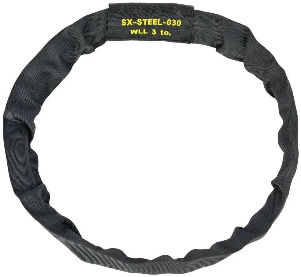 SAFETEX Blackline SX-STEEL Rundschlinge WLL 3 to - mit Stahlseil-Einlage, Umfang 3,00 Meter, schwarz