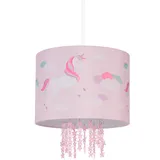 Relaxdays Hängelampe Kinderzimmer, Lampenschirm mit Einhorn-Motiv, HxD: 158 x 35 cm, E27,