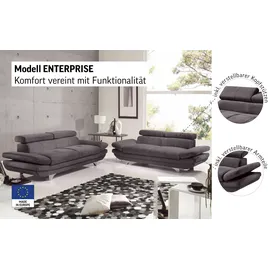 Cotta 3-Sitzer "Enterprise", schwarz, B:233cm H:75cm T:104cm, Struktur (100% Polyester );Chenille (90% Polyester; 10% Polyamid ), Sofas, Big-Sofa, mit Armteilverstellung & Kopfteilverstellung