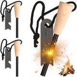 GAOUTO 3 Stück Feuerstahl: Survival Feuerstein, Feuerstarter Set mit Paracord Zunder, Feuerstein mit Extrem Starker Funkenflug, Feuerstarter für Camping, Outdoor, Bushcraft, Survival