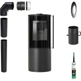 Freistehender Kaminofen KRATKI SVEN 7 kW Ø150 Schwarz Montageset - Schwarz