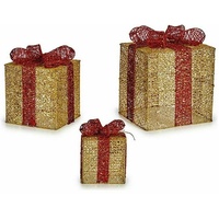 Krist+ Set Weihnachtsschmuck Metall Geschenkbox Rot Gold (3 Stück)