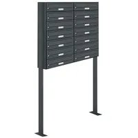 AL Briefkastensysteme 14er Premium Standbriefkasten Anthrazit inkl. Zeitungsfach