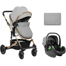 KIKKABOO Kombikinderwagen Amaia 3in1 i-Size Babyschale umbaubar Federung Tasche grau