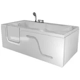 AcquaVapore Badewanne Seniorenwanne mit Tür S17-EH-R 75x150 cm, Schnelle Reinigung, Überlauf Abfluss weiß