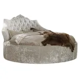 JVmoebel Rundbett Rundes Samt Bett Chesterfield Luxus Polster Rund Betten Textil (Rundbett), Made in Italy weiß