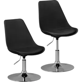 FineBuy Drehsessel Höhenverstellbar Design Drehstuhl Esszimmerstuhl Drehbar Sessel - Schwarz