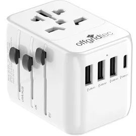 Offgridtec Reiseadapter Universal Weltweit 3x USB-A und 1x USB-C Weiss