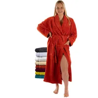 RIEMTEX Bademantel Damen und Herren flauschiger Morgenmantel Baumwolle Bamboo & Microfaser Made in Austria (Terracotta, L) - L