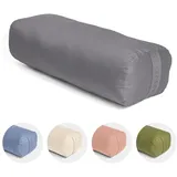 Vedara® Yoga Bolster AKAMA – Yogakissen mit Kapokfüllung für Yin Yoga – Rechteckig – Waschbarer Bezug aus 100% robuster Baumwolle – Großes Yogakissen für Restorative Yoga (Zen Grau, Groß)