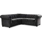 best mobilier Lisa Design - chesterfield Ecksofa beidseitig montierbar - 5 Sitzplätze - aus Samt - Dunkelgrau