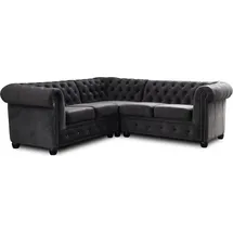 best mobilier Lisa Design - chesterfield Ecksofa beidseitig montierbar - 5 Sitzplätze - aus Samt - Dunkelgrau