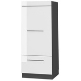 Vicco Mikrowellenumbauschrank Küchenschrank Küchenmöbel Fame-Line Anthrazit 60 cm modern Hochglanz Küche Einbauküche Blende Hochschrank Schublade Mikrowelle Backofen Küchenzeile